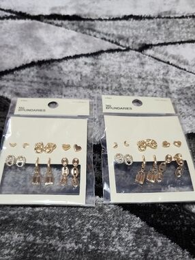 NO BOUNDARIES SET-OF-2 6 PAIRS GOLD-TONE HYPO-ALLERGENIC EARRINGS